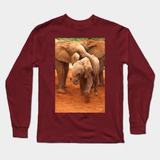 Affectionate Playmates: Baby Elephants Long Sleeve T-Shirt